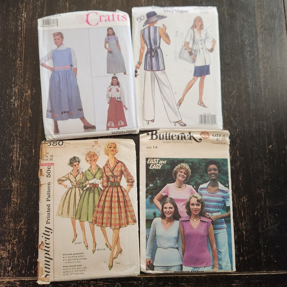 Vintage Sewing Pattern Lot Simplicity 3580 Butterick 4614 Vogue 8705 McCalls